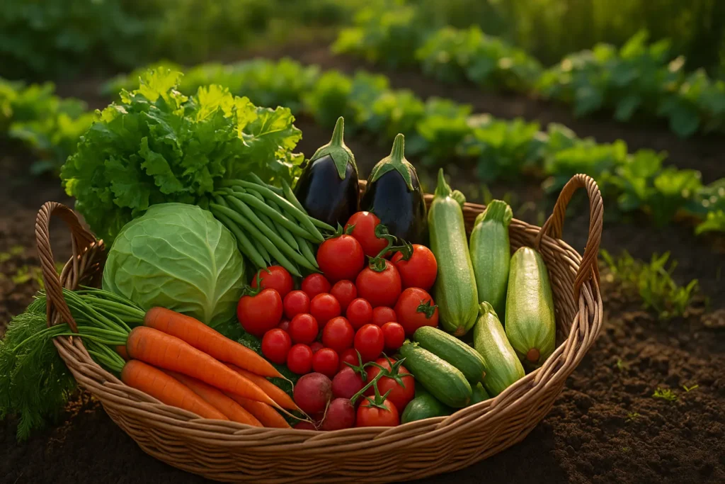 Harvested Vegetables from Garden